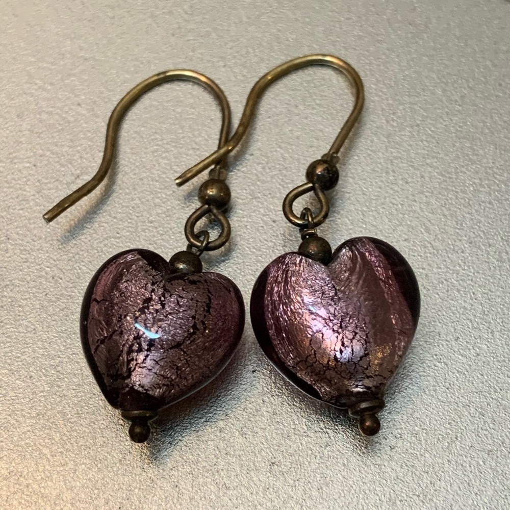 Italian glass heart earrings